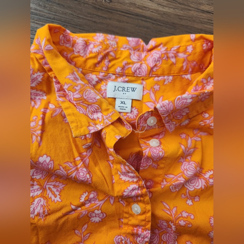 Jcrew Orange and Pink Floral Blouse - Picture 2 of 2